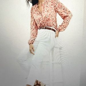 White jeans cropped with fringe hem